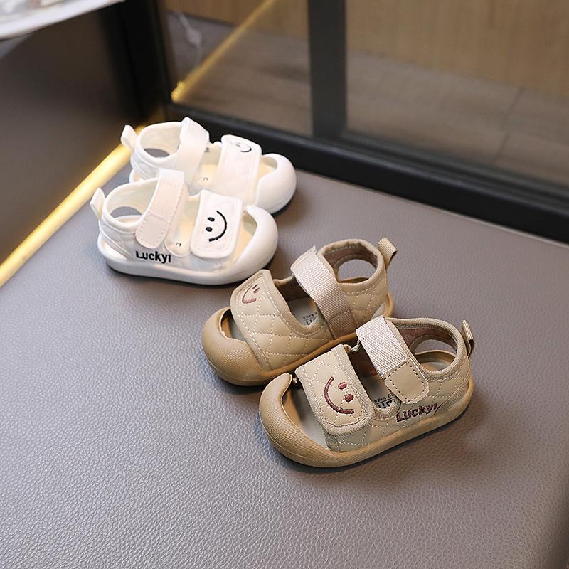 Summer closed-toe toddler sandals0-2Smiling little child's shoes, baby shoes, anti-kick shoes for boys and girls, infant shoes