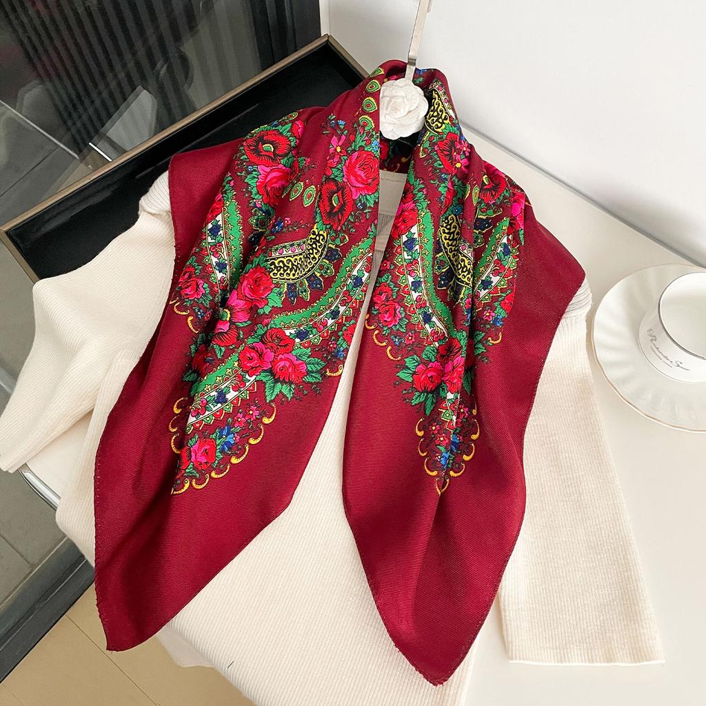 70X70Cm High-Quality Square Fashion Scarf Women Floral Cotton Bandanas Lady Scarves Hijab Headband Accessories Handkerchief Hair