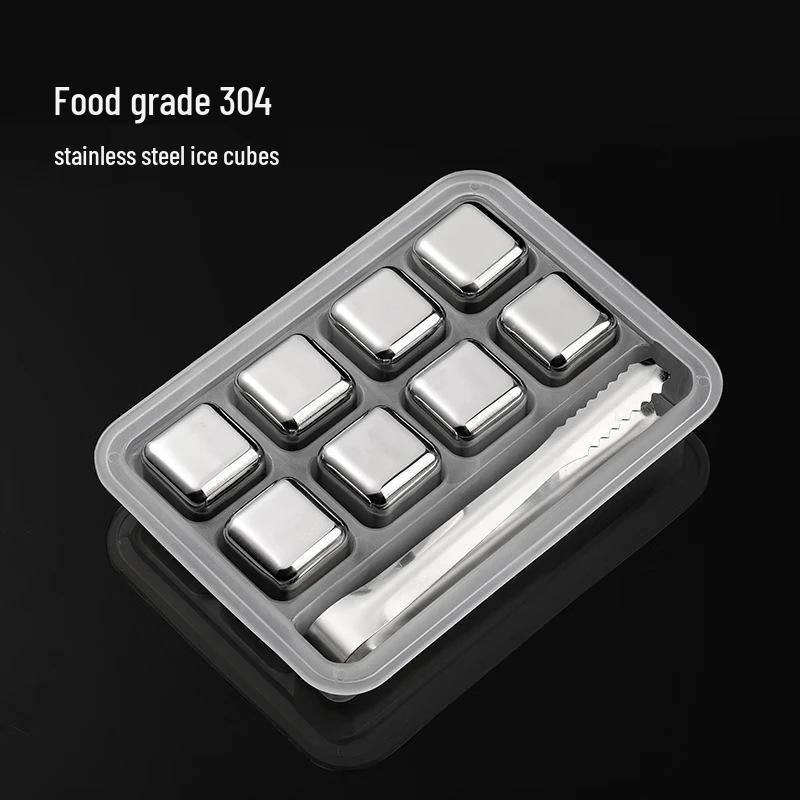 304 Food Grade Stainless Steel Square Ice Cubes for Quick Freeze, Wine, Water, Whiskey, Household Use