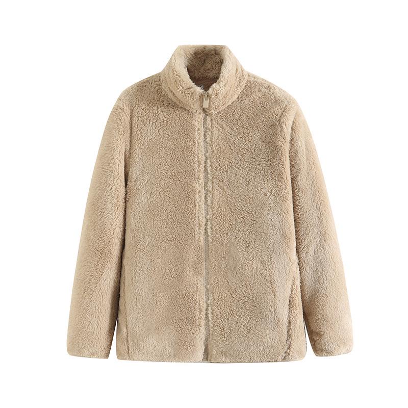 Japanese Style Women's Long Fleece Zip-Up Jacket, Long Sleeve Outerwear, 2024 Autumn/Winter Collection.