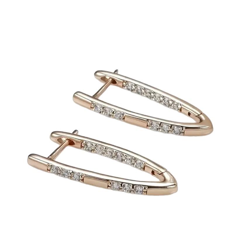 V-Shaped Micro-inlaid Zircon Women's Ear Clip Earrings