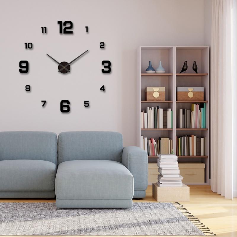 3D DIY Luminous Dial Drill-Free Acrylic Frameless Silent Wall Clock With Number Stickers For Living Room Office Bedroom Modern