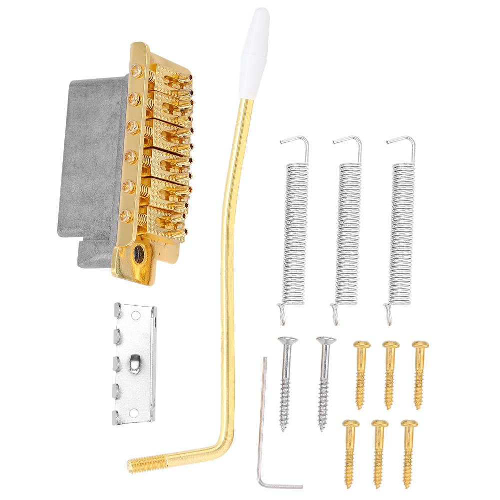 Tremolo System with Roller Single Locking Vibrato Bridge Tailpiece for ST Guitar (Gold)