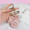 Creative Diy Pearl Chain Double-sided Camellia Keychain Fashionable Car Keychain Pendant For Women