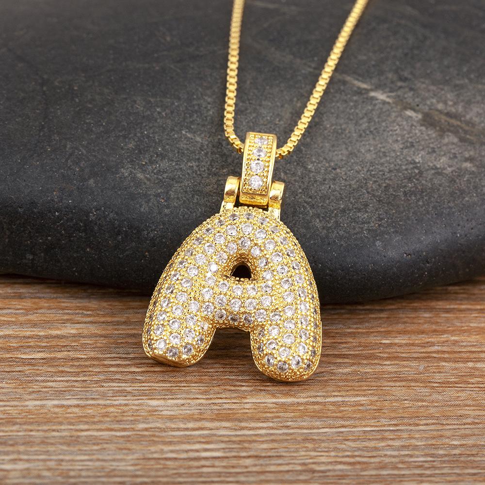 

Nidin New Arrival Retro A-Z Letters Initials Alphabet Shiny Zircon Pendant For Female Male Lovers Copper Necklace Jewelry Gifts
