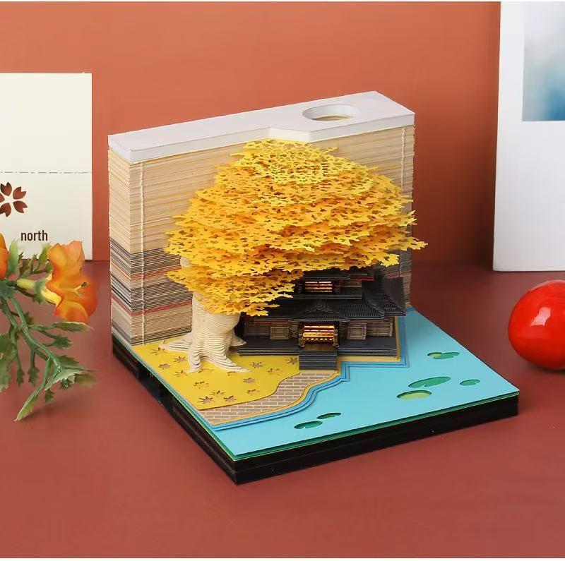 Tree of Life 3D Paper Carving Calendar and Sticky Notes Desk Ornament