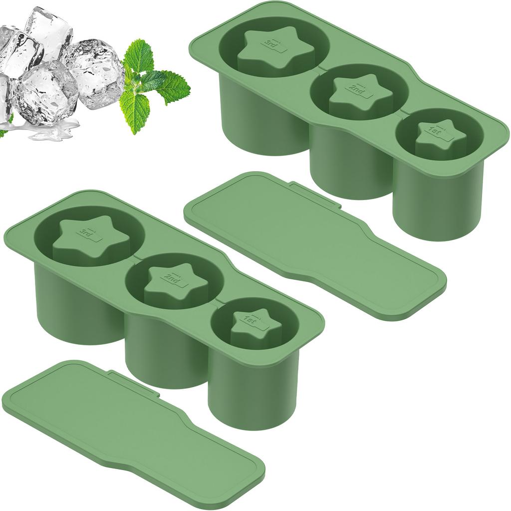 2 Pcs Tumbler Ice Mold Silicone Ice Cube Tray with Lid for Tumbler Cup Safe Freezer Ice Molds Easy Release Ice Cube Molds