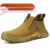 Men's Steel Toe Slip-On Suede Safety Shoes - Anti-Smash, Anti-Puncture, Ideal for Summer Welders