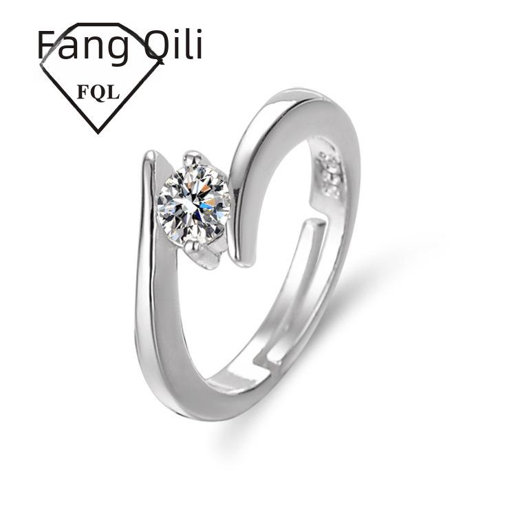 Moissanite Wheel of Fortune Engagement Ring, 50 Points, Korean Style, Trendy for Her