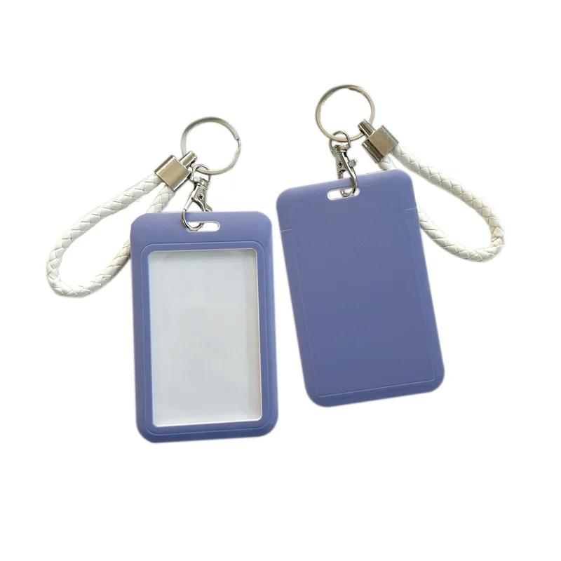 1Pc Macaron Bus ID Card Protective Cover Cases Student Meat Keyring Card Campus Access Door Credit Card Holder Bag Set Key Chain