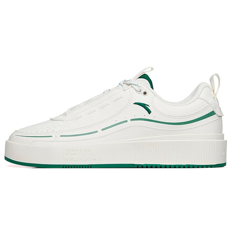 New Anta Anti Slip And Wear Resistant Lightweight Low Top Skateboard Shoes White Green 912228033-7
