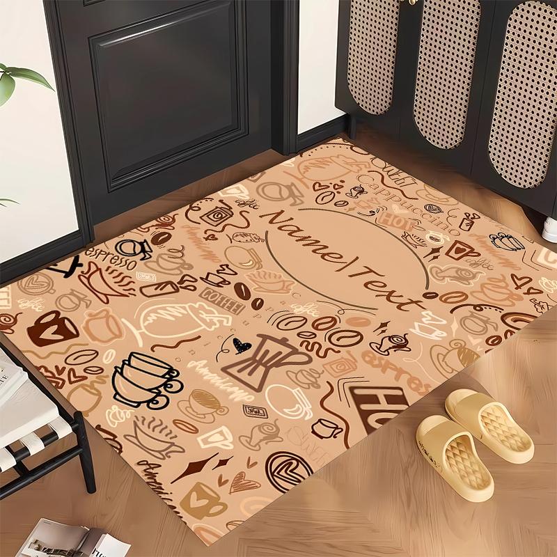 Cozy Coffee (5) Personalized Name Office Carpet Stylish Decor for Living Room Bedroom Kitchen