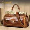 Borsa a mano da donna in pelle pieno fiore con chiusura a scatto metallica - Borsa convertibile a spalla singola/a tracolla per pelli grasse