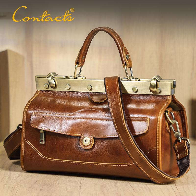 Borsa a mano da donna in pelle pieno fiore con chiusura a scatto metallica - Borsa convertibile a spalla singola/a tracolla per pelli grasse