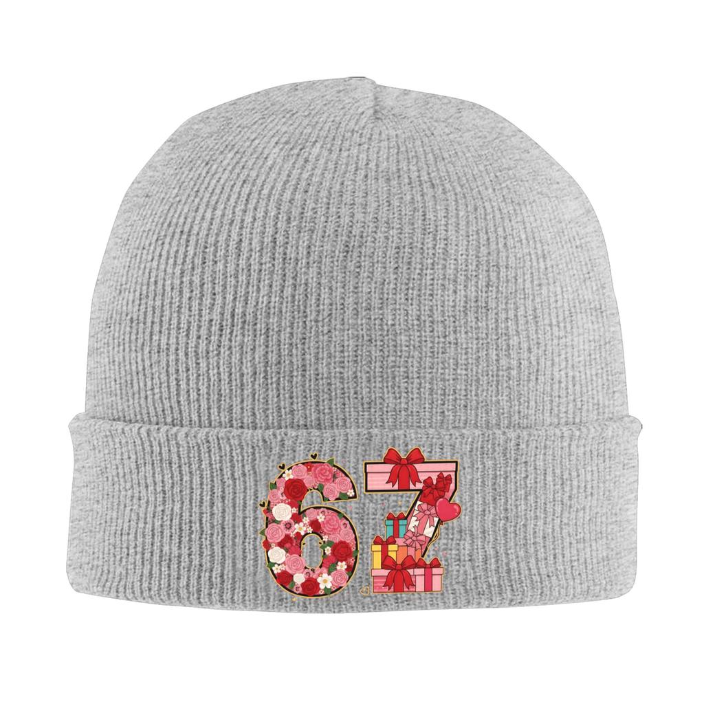 67 Six Seven Meme Mom 67 Meme Beanie Hats  Bonnet Hats Adult Street Y2K Outdoor Sport Skullies Beanies Winter Design Warm Caps