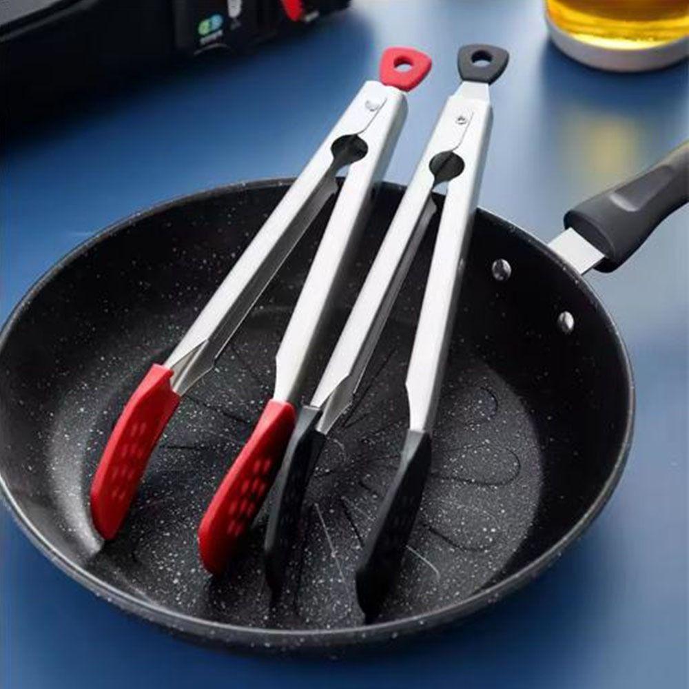 Anti-Scalding Non-Stick Steak Tongs Silicone Head Cake Bread Tong Stainless Steel Tongs  Baking