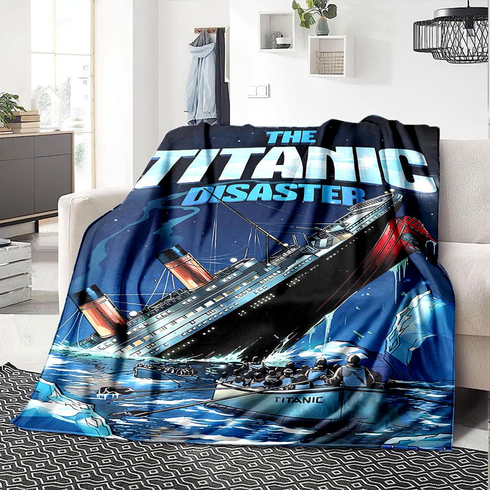 Titanic Theme Printed Blanket - Perfect for Couch, Bed, Travel & Outdoor Use | Machine Washable, Cozy & Durable.