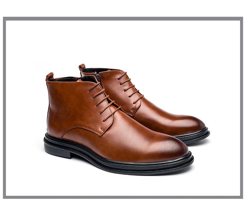 Men's Korean Style Pointed Toe Chelsea Boots - Formal & Casual Large Size Leather Shoes