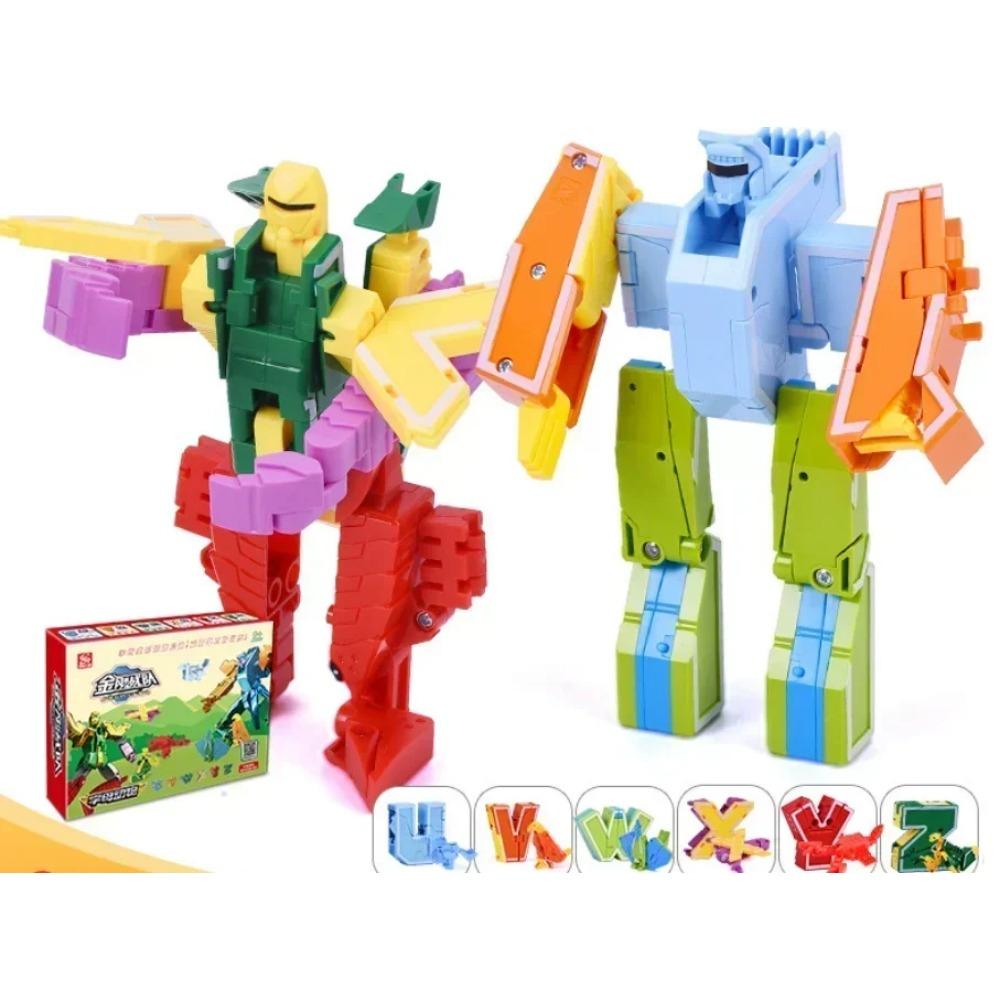 26 letras A-Z Alfabeto Animal Dinossauro Guerreiro Figuras de Ação de Deformação Robô de Transformação Brinquedos Para Crianças Presente Brinquedos