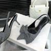 Fashion Striped Bow Design High Heels Women Sexy Pointed Toe Slingbacks Heeled Sandals Summer Comfort Elegant Women Pumps Office Shoes
