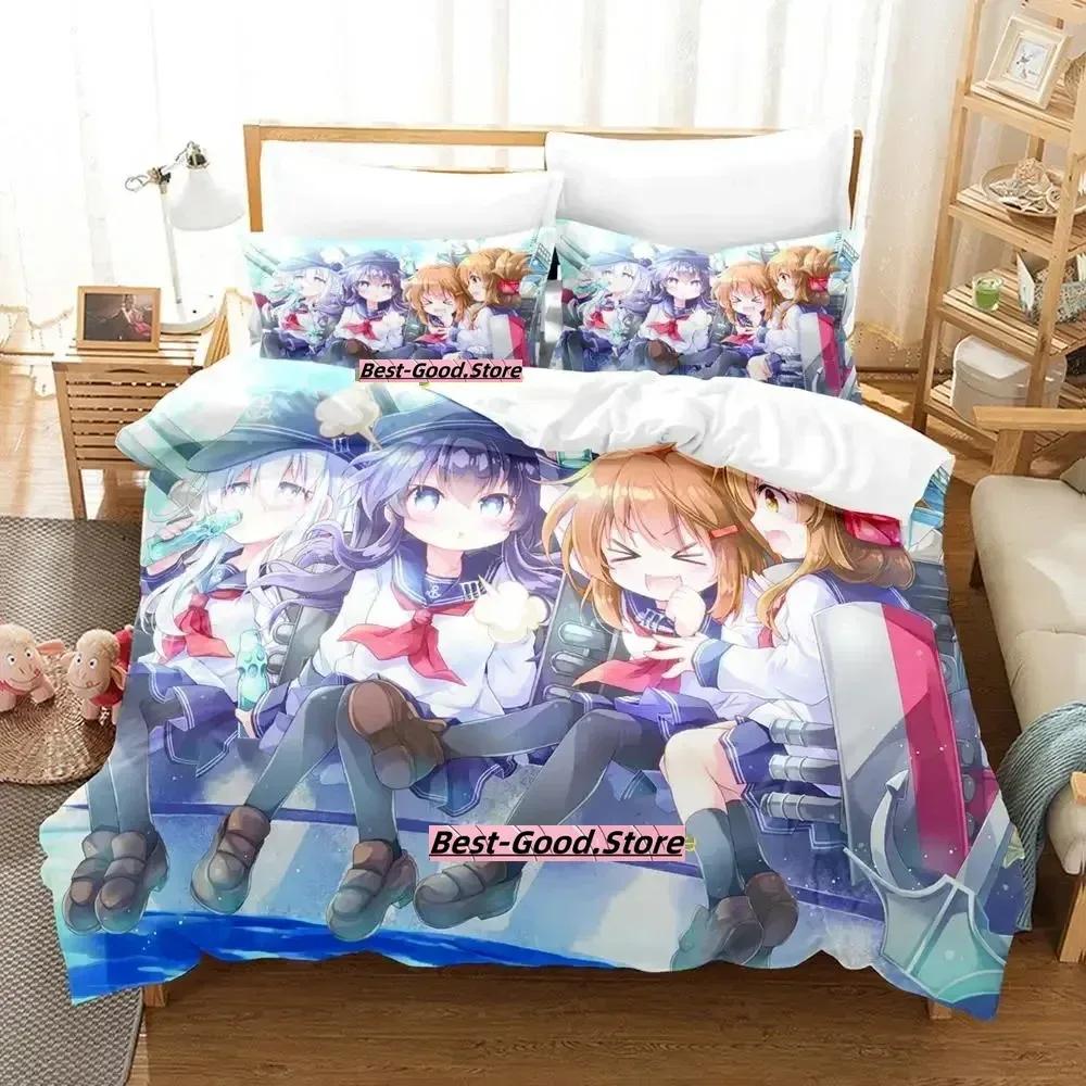 New Kantai Collection Bedding Set Duvet Cover Sheet Printed Bed Set Pillowcase Bed Full Queen King Size Comforter Bedroom