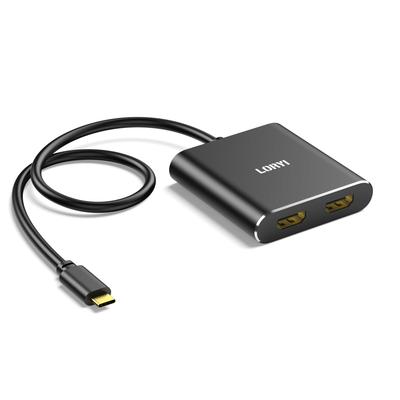 USB C HDMI Conversion Adapter HDMI Expansion 2in1 Dual HDMI Splitter HDMI Adapter with Extended Mode Duplicate Mode Work from Home 4K@60Hz