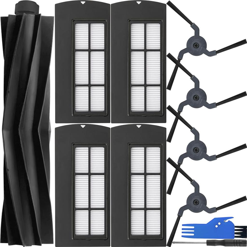 EATBALE Universal Attachment Accessory Kit Compatible with Euphiclean X9 Pro Robot Vacuum Cleaner Replacement 1 Main 4 Side 4 HEPA Rubber Nylon