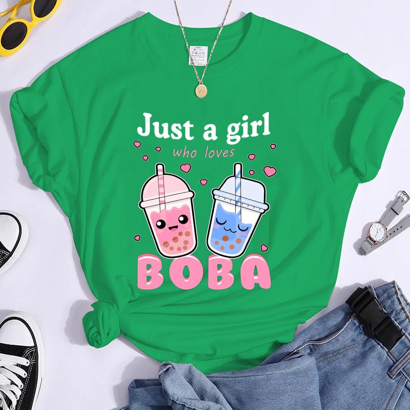 Jen holka, která miluje bobu, potištěné tričko dámská móda léto ležérní tričko s grafikou boby topy