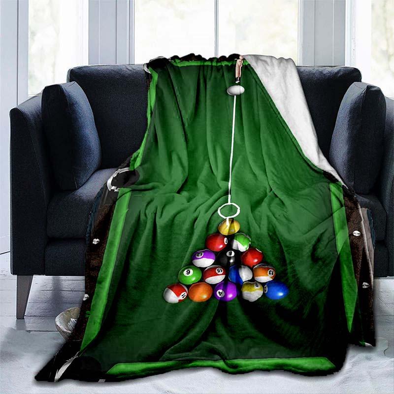 Billiard Pool Throw Blanket, Sports Theme Blanket for Sofa Bed Travel Office Home Decor