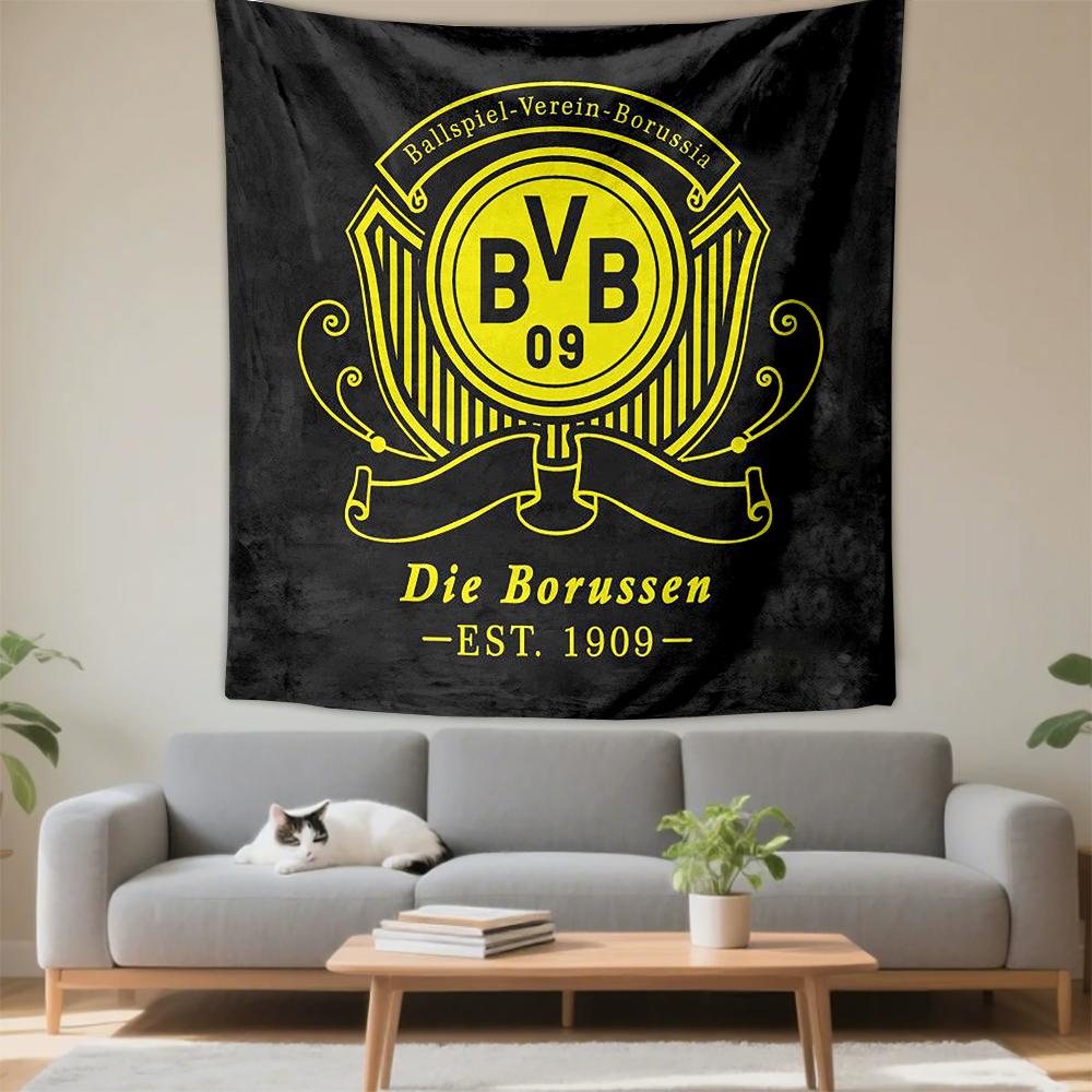 Yellow Borussia Dortmund Team Logo Black Design Patterned Decor Patterned Tapestry for Bedroom and Living Room Home Decor Sofas