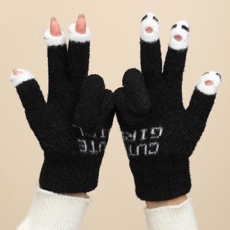 Adult Touchable Screen Gloves Mittens Jacquard Letter Full Finger Gloves