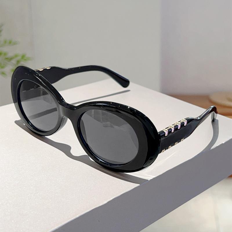 Oval Sunglasses Women  Stylish Gradient Multi-color Korean Style Casual Shades Trendy Luxury Brand Design Sun Glasses