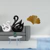 Porcelain Swan Ginkgo Leaves Figurines Sculpture Elegant Animal Collectible Wall Mounted Abstract