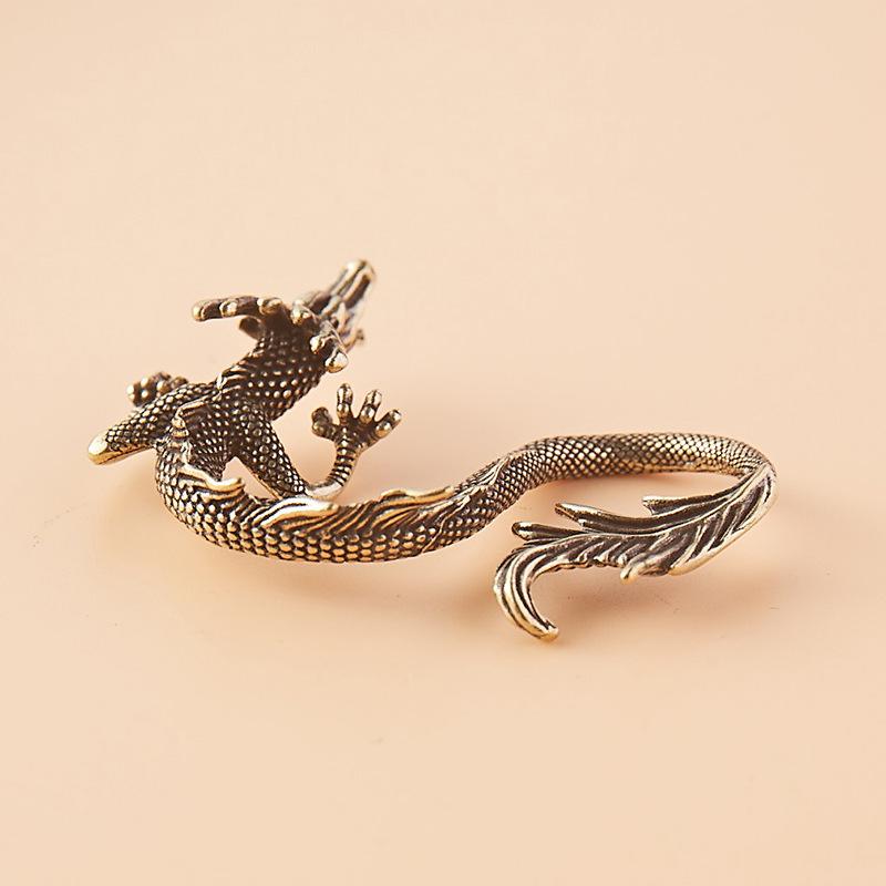 Retro Messing Tierkreiszeichen Drache Kleine Statue Schreibtischornament Chinesische Fabelwesen Figuren Retro Haus Feng Shui Dekorationen Handwerk