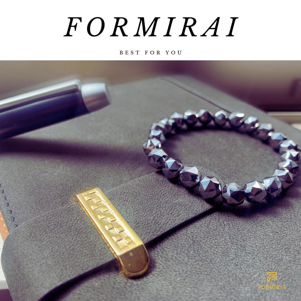 FORMIRAI Terahertz Crystal Bracelet, Star Cut, 6mm, 8mm, 10mm, High Purity (99%), Includes Drawstring Bag (8mm Beads, Approx. 15.5cm)