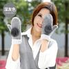 Autumn and winter gloves, wool women, super thick warm rabbit hairball double-layer thickened knit gloves