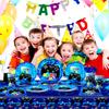 113pcs Gamer Birthday Decorations, Gaming Party Tableware Set - Game Themed Party Plate Cups Napkins Tablecloth etc