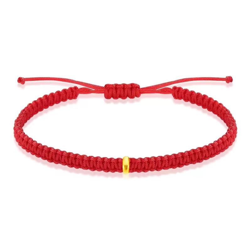 Pure Gold 999 Zodiac Red String Bracelet with Luck Beads for Baby's Full Moon or New Year