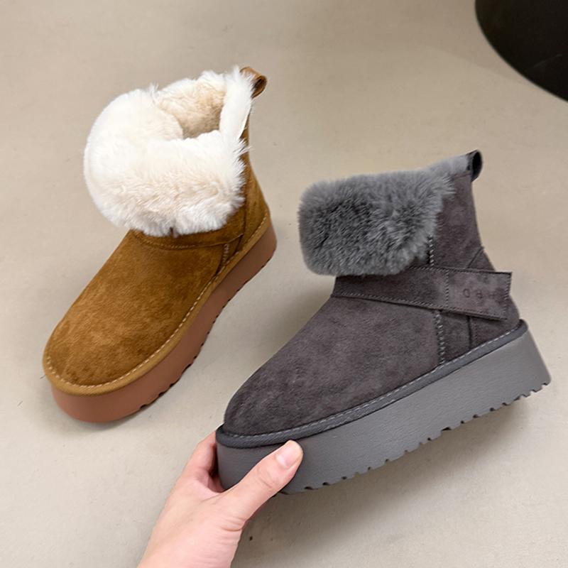 Snow Boots for Women Fur Flats Platform Suede Fashion Shoes  Winter  Cotton Shoes Comfort Winter Short Plush Boots Femme