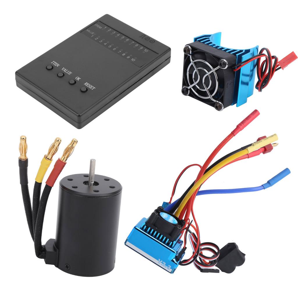 3650 Motor 2300KV+ 120A Brushless ESC + Program Card + Heat Sink Set for 110 RC Car
