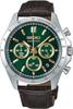 SEIKO 1/5 Second Chronograph Quartz Wristwatch Men SBTR017 Green Brown Leather