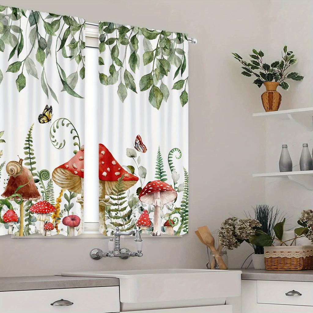 Enchanted Forest Curtains Mushroom Butterfly Vine Hd Digital Print Living Room Bedroom Study Decor Set Of 2 Made Polyester With Rod Pocket Great