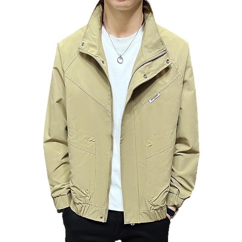 

Мужская повседневная куртка с воротником-стойкой на весну и осень, рабочая куртка в корейском стиле, универсальная, модная, в стиле продавца, свободная и красивая куртка для мужчин 4XL