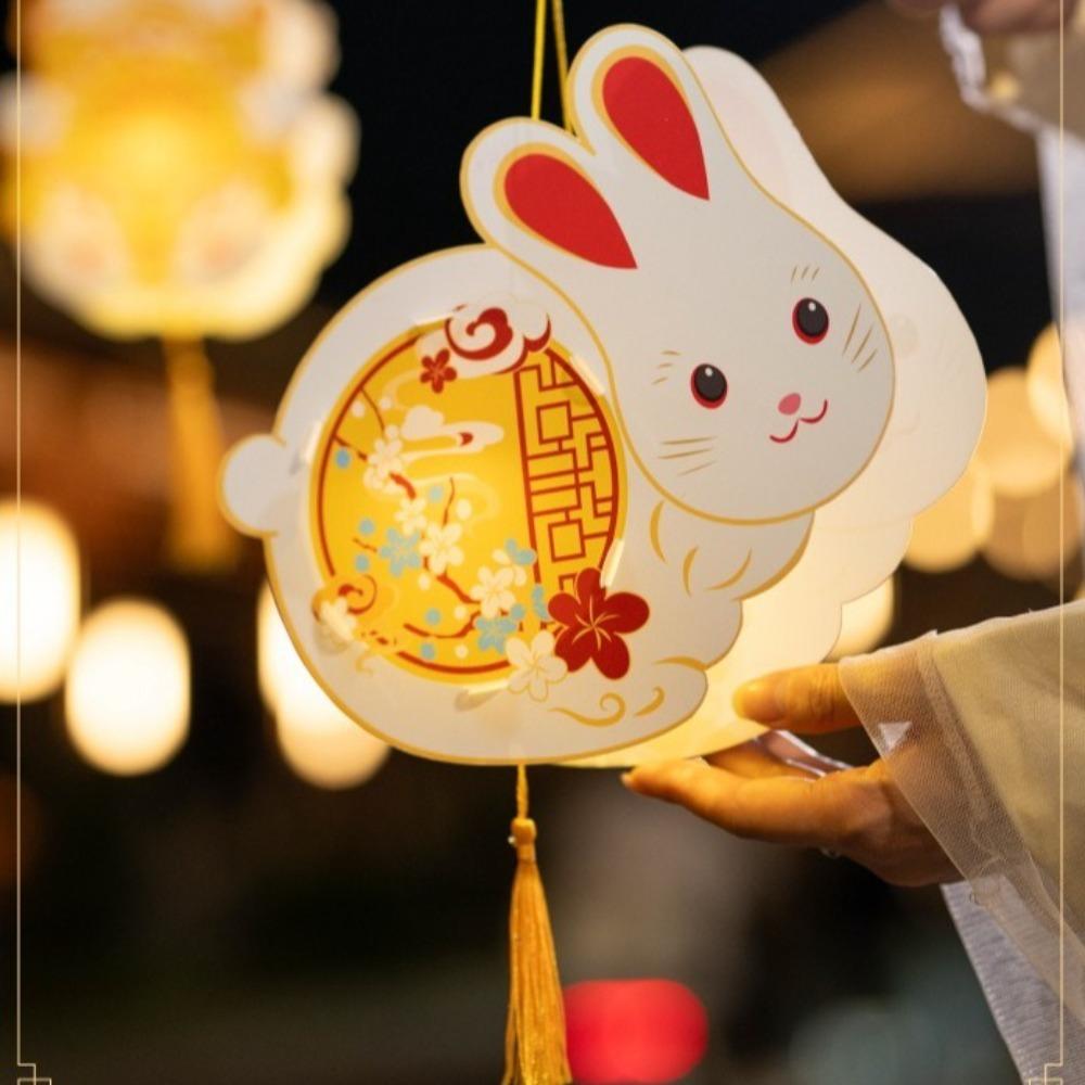 Chinese Style Handheld Rabbit Lantern Cartoon Traditional Craft Lantern Rabbit Lantern Children