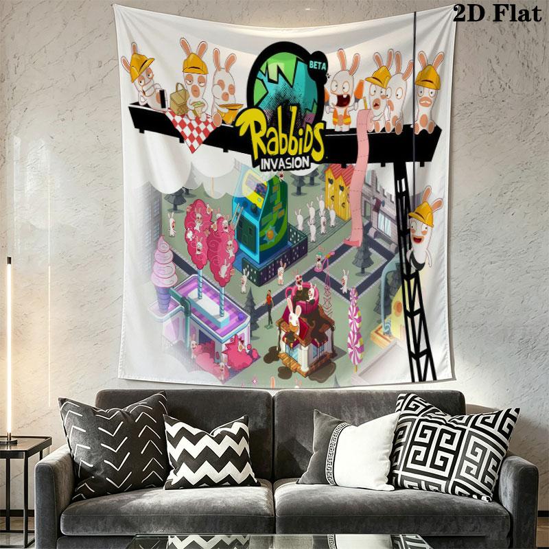 Rabbids Invasion Chaos Wall Hanging Printed Fabric Blanket Decorative Tapestries for Bedroom Living Room Home Decor
