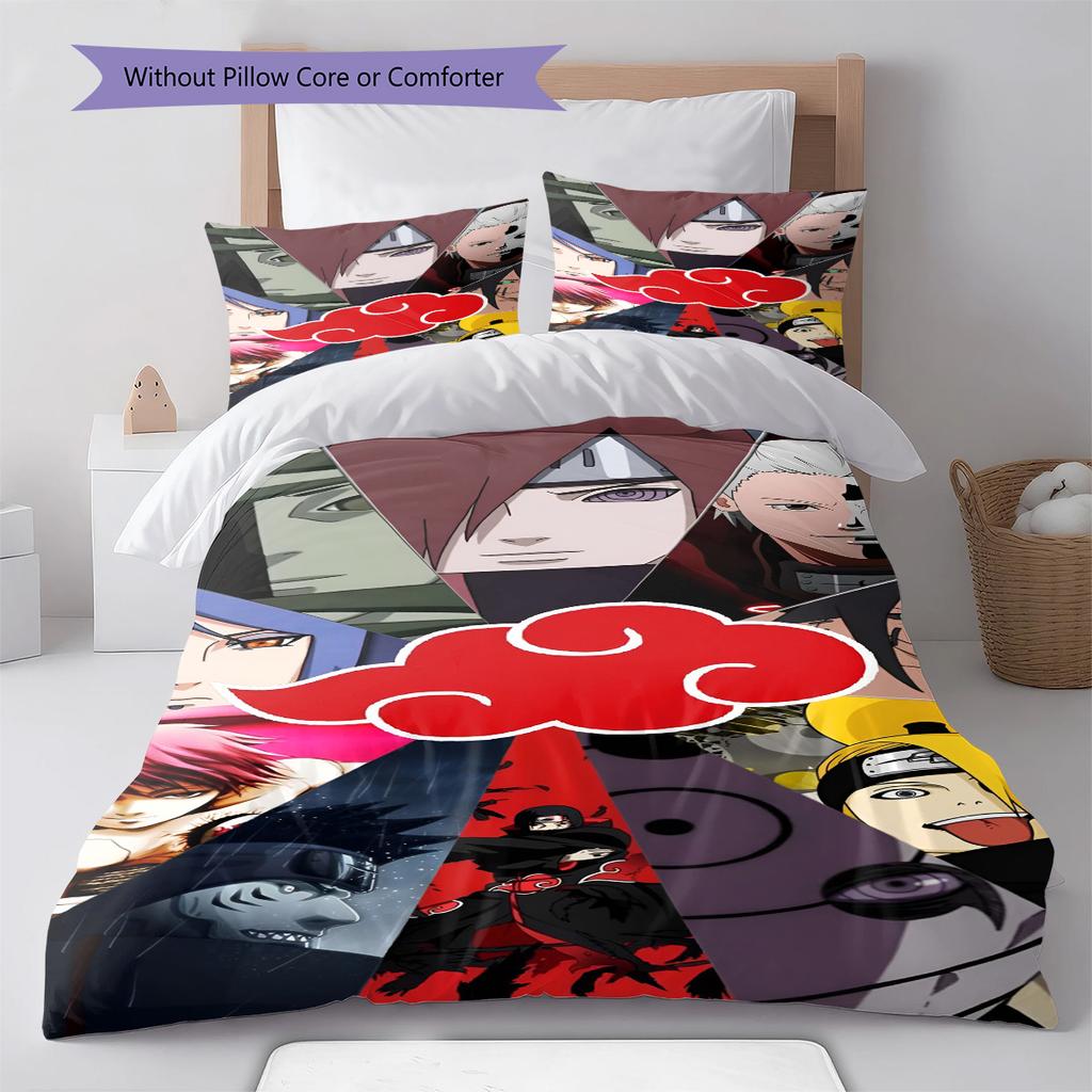 Naruto Dynamic Action Pose Bedding Set Anime Duvet Cover Polyester Soft Bed Linen Bedroom Set -QJY