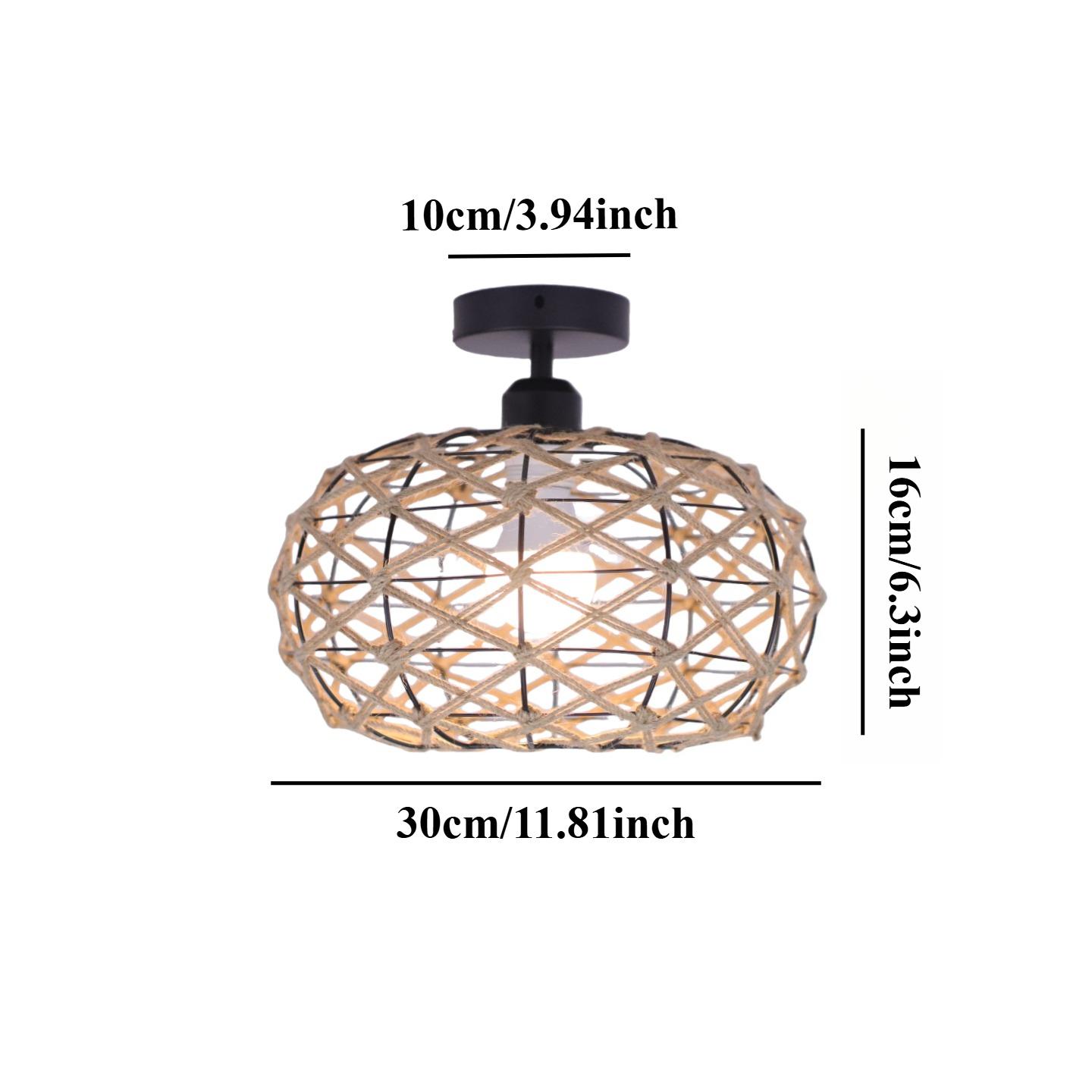 

JOYINLED Rattan Ceiling Light Fixtures, Woven Wicker Semi Flush Mount Ceiling, Farmhouse Boho Hemp Rope Lighting Fixture Bedroom NO E27 Bulb