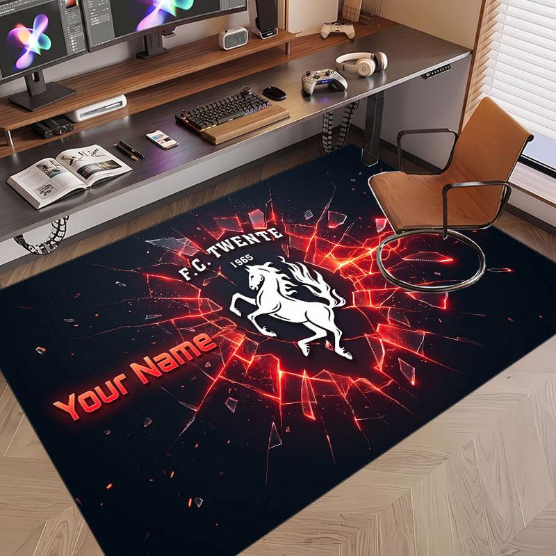 Custom Rug FC Twente Pattern Print Name Text Soft Non‑Slip Floor Carpet for Home Indoor Decoration