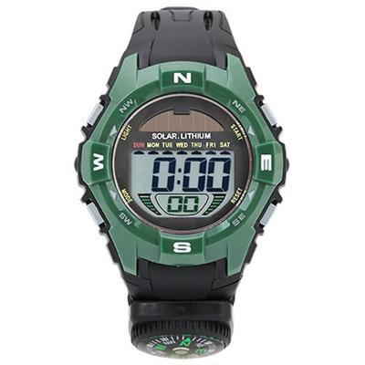 J-AXIS ACY20-GR (Digital CYBEAT Solar Combination Type Compass Green Sun Flame) Round Watch Black
