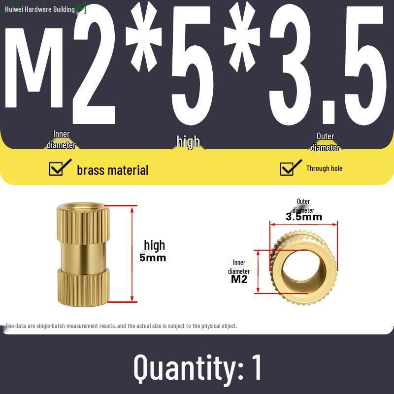 Zwei-Wege-Spritzguss Kupfer Rändelmuttereinsatz (M2-M8)